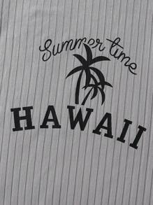 SHEIN 女童度假棕榈树印花针织背心裙，轻盈 - 灰色 - 查看 6