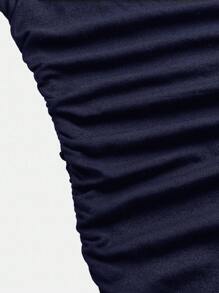 Tween Girl Casual Streetwear Summer Outfit Split Thigh Black Tube Snug Fit Dress, Matching Family Set Strapless Dress Teen Girls Tube Top Dress Navy Blue Dress Tween Girl Midi Dress Girls Midi Dress - Navy Blue - View 6