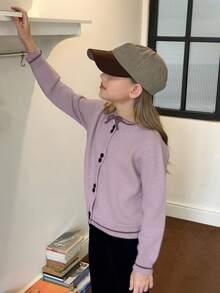 DAZY Tween Girl Cardigan Fall/Winter - Purple - View 3