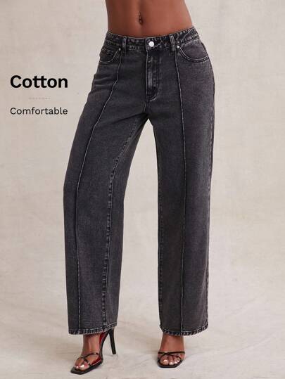 NYA SZN 宽松阔腿水洗牛仔牛仔裤，休闲日常穿搭