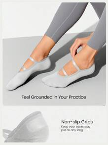 GLOWMODE 3 Pairs Yoga & Pilates Non-Slip Grip Socks With Seamless Toe Construction Yoga Daily - Dusty Purple - View 2