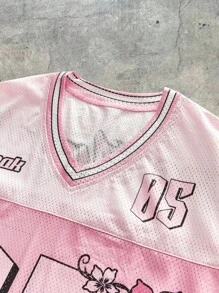 AXEPEAK Men's Knitted Casual Loose Fit Short Sleeve T-Shirt, Fashionable & Everyday Wear, 2000s Style - Pink - View 6