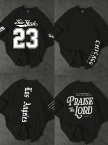 Manfinity LEGND 4 件男士休闲宽松日常百搭短袖 T 恤