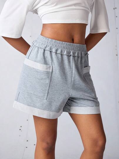 Streetz SHEIN Sport Pantalones cortos deportivos de ajuste holgado con bloques de color para el verano