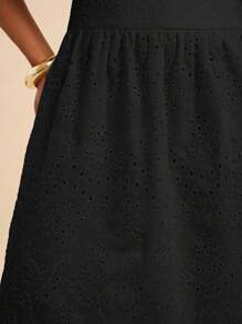 Travachic 两件套女士纯色梭织无袖露脐宽松吊带背心和高腰半身裙，秋冬春夏皆宜，美丽连衣裙，露脐上衣和半身裙套装，休闲女装风格，秋季女装，时尚秋季，外出装，优雅套装，婚礼宾客礼服，婚礼宾客套装 - 黑色 - 查看 3