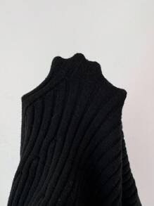 SHEIN Elenzya Women's V-Neck Ruffle Knit Bodycon Sweater Dress Fall Winter Cloth For Women - Black - View 7