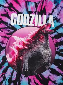 GODZILLAxKONG X SHEIN Tween Boy Monster Graphic Casual Outdoor Round Neck Loose Short Sleeve T-Shirt, Summer