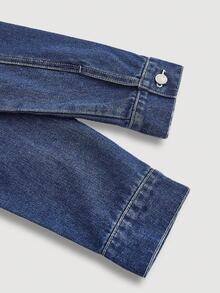 SHEIN MOD Women's Casual Washed Denim Jacket With Frayed Edges