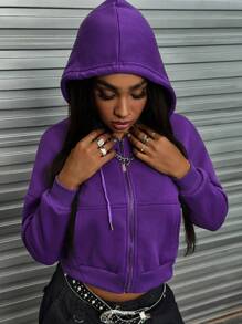 INAWLY Women's Solid Color Drawstring Hoodie Suitable For Autumn And Winter,Long Sleeve Tops Graduation,Back To School Outfits,Graduation,Teacher Outfits For Women,Back To School Pullover Fall Outfit - Purple - View 5