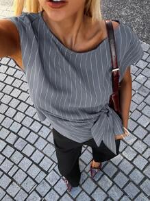 Siren Gaze 女士休闲/办公室条纹系带前衬衫秋季女士、返校、乡村音乐会、商务休闲女士、女士教师、约会之夜女士、生日、女士早午餐、西方女装、商务休闲女士 - 彩色 - 查看 4