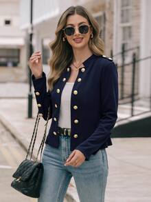 EMERY ROSE 纯色双排扣休闲轻便夹克