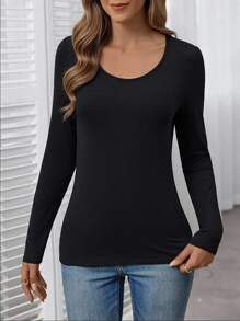 INAWLY Set 2 Potong Kaos Lengan Panjang Polos Kasual Wanita, Pakaian Musim Gugur untuk Wanita - MultiWarna - View 4