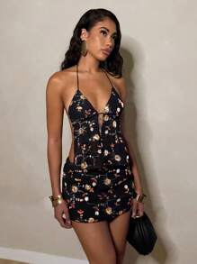 Glamine 2件橙色亮片沙滩装套装 - 黑色 - 查看 4