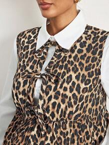 MaterniWear 办公室,商务休闲女装,秋装,秋装,孕妇装秋装孕妇装豹纹前系带无袖连衣裙和长袖衬衫 2 件套 - 彩色 - 查看 7