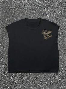 Manfinity Dauomo Camisetas sin mangas de cuello redondo casuales y versátiles para hombres - Negro - Ver 2