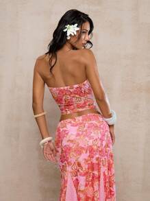 Glamine Women's Paisley Print Tube Top, Suitable For Vacation Wear, Summer - Pink - View 2