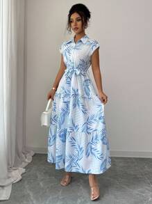 Chiquease Đầm nữ cổ sơ mi phong cách Bohemian thường ngày/đi làm/nghỉ dưỡng, xuân/hè - Nhiều màu - Xem 5