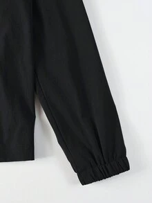 Manfinity Homme Chaqueta con capucha de unicolor casual para hombres, cortavientos negro para exteriores, otoño