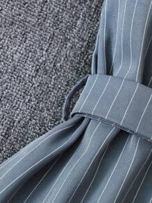 SHEIN 2 件套青少年女孩通勤风格白色拼接杏色短袖褶皱长裙，春夏 - 卡其色 - 查看 8