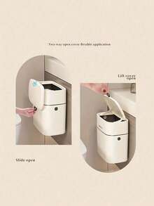 SHEIN 1 pieza Papelera de pared estilizada - de alta capacidad, diseño estético con tapa - papelera ahorradora de espacio para uso doméstico - perfecta para la sala de estar, el baño y la cocina