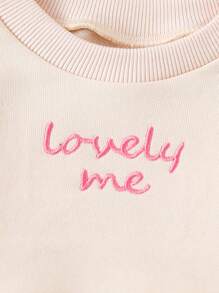 SHEIN 婴儿/女宝宝时尚荷叶边领长袖连衣裙，可爱百搭 - 杏色 - 查看 4