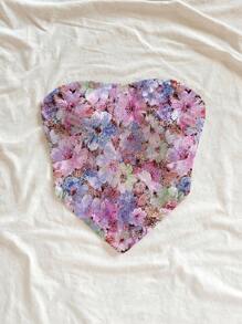 Soleia 休闲花卉印花短款女式上衣，适合夏季度假和海滩 - 紫色 - 查看 3