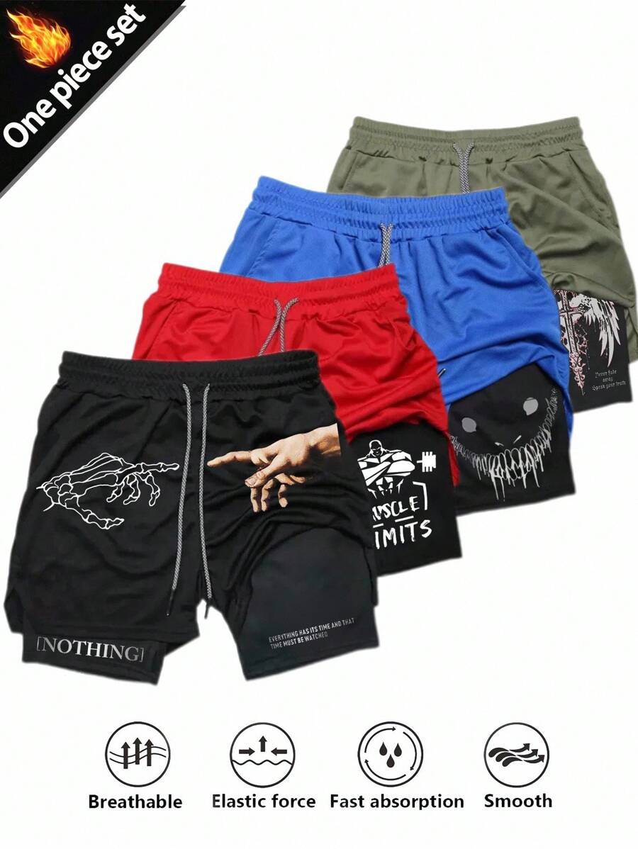 Gym Rark Herren Shorts mit Kordelzug Taille 2 in 1 Sportshorts - Schwarz - Übersicht 1