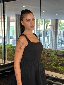 Lucia Bellido Women's Square Neck Sleeveless Dress - Black - View 4