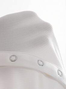 DAZY Camiseta de manga larga de ajuste ceñido con cuello redondo y botones semi-abiertos de unicolor, ropa de mujer de otoño - Blanco - Ver 4