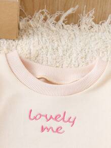 SHEIN 婴儿/女宝宝时尚荷叶边领长袖连衣裙，可爱百搭 - 杏色 - 查看 5