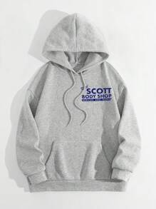 Manfinity Dauomo 男士超大号休闲 Keith Scott 灰色字母印花连帽卫衣，适合派对和聚会、毕业典礼、返校、毕业典礼、男士教师 - 深灰色 - 查看 3