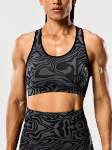 Seamluxe SHEIN Sport 无缝瑜伽运动内衣 / 后背交叉运动内衣 / 豹纹 / 时尚性感 / 百搭 / 户外跑步 / 健身运动 - 彩色 - 查看 6