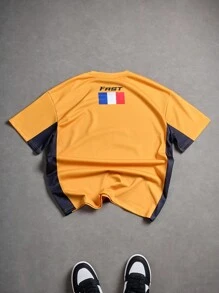 Manfinity Campus Court Men's Casual Colorblock Letter Print T-Shirt, Summer - Multicolor - View 4