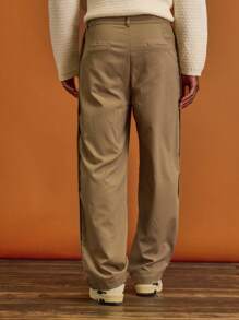 Musero Tailored Overlay Panel Straight Leg Trouser Hook Clasp Fastening Spring Summer Vacation - Coffee Brown - View 4