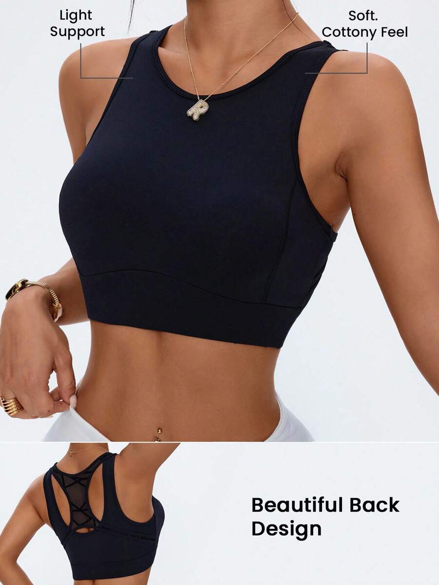 Easithlete Top Esportivo Feminino Versátil para Ioga, Corrida e Exercícios, Verão - Preto - Visão 1