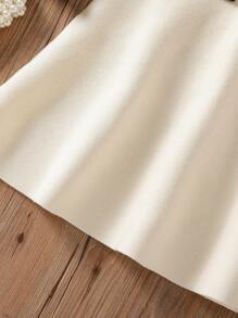 Elladie kids 小女孩柔软珍珠纽扣领长袖针织公主裙，百搭秋冬