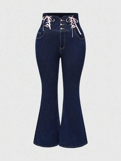 EDITION Jeans mit Schnürung, Taschen und weitem Beinverlauf, Große Größen