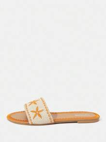 Styleloop Women's Flat Woven Sandals, Bohemian Style For Vacation - Orange - View 2