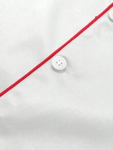 Manfinity Homme 男式立领短袖单排扣厨师衬衫 - 白色 - 查看 5