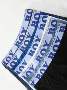 SHEIN 5件装青少年男童字母腰带平角内裤