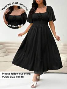 Solflare 大码女式黑色长袖连衣裙，春夏