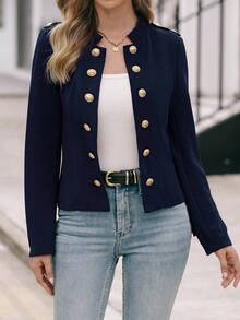 EMERY ROSE 纯色双排扣休闲轻便夹克