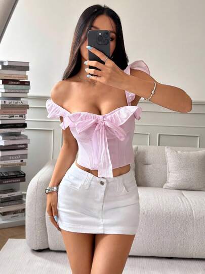 SHEIN PETITE 性感修身迷你牛仔裙，夏季