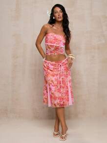 Glamine Women's Paisley Print Tube Top, Suitable For Vacation Wear, Summer - Pink - View 3