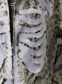 NEON BLANC Men's Long Sleeve Halloween Snake Skeleton Print Zip-Up Casual Jacket, Fall, Winter - Beige - View 7