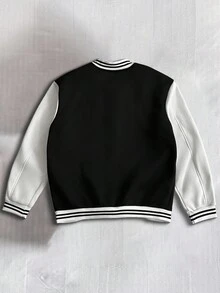 Manfinity EMRG 男士休闲撞色拼接铆钉装饰夹克，秋冬 - 彩色 - 查看 2