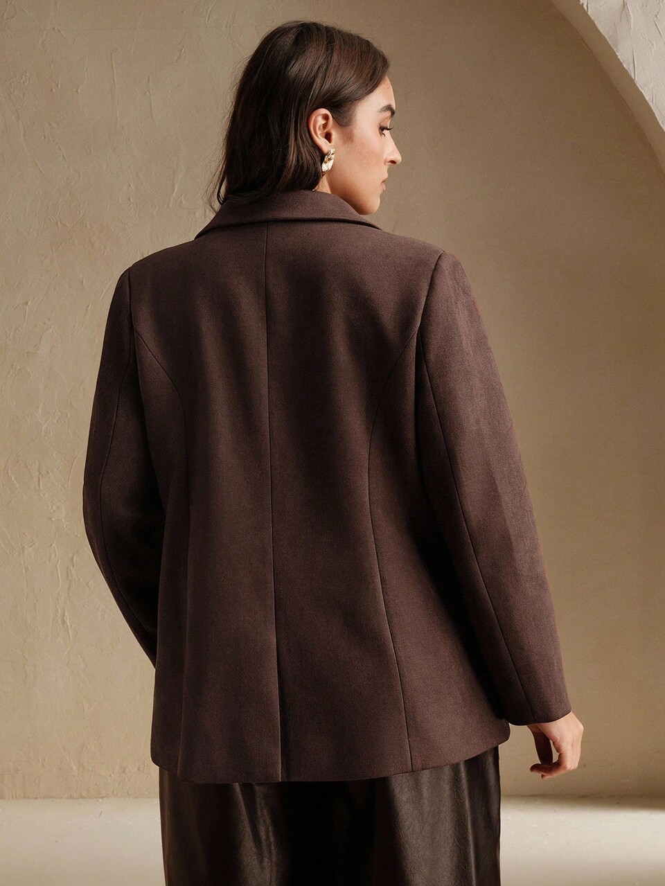 Women's Winter Long Sleeve Suede Fleece Multi-Pocket Vintage Elegant Business Formal Plus Size Blazer Jacket