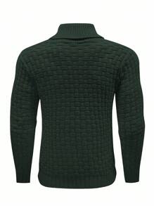 Manfinity Mode Men's Casual Minimalist Solid Color Patch Detailing Long Sleeve Sweater, Autumn/Winter - Green - View 2