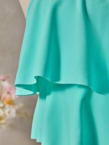 SHEIN Swim With Ruffle Trim Beach Tankini Set Outfit For Women, For Summer Vacation - Mint Green - View 7