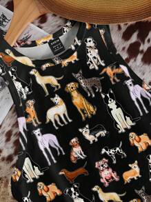 SHEIN EZwear Áo ba lỗ cổ tròn bó sát họa tiết chó tối giản giản dị dành cho nữ, phù hợp cho mùa hè - Nhiều màu - Xem 4